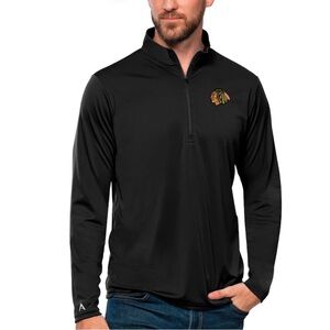 NWT Chicago Blackhawks Antigua Tribute Quarter-Zip Pullover Top - Black XL